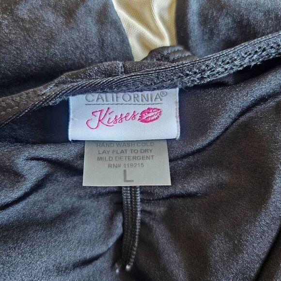 California kisses girls teens one pc Swimsuit Sz L fits slim black nude mesh - Picture 5 of 6